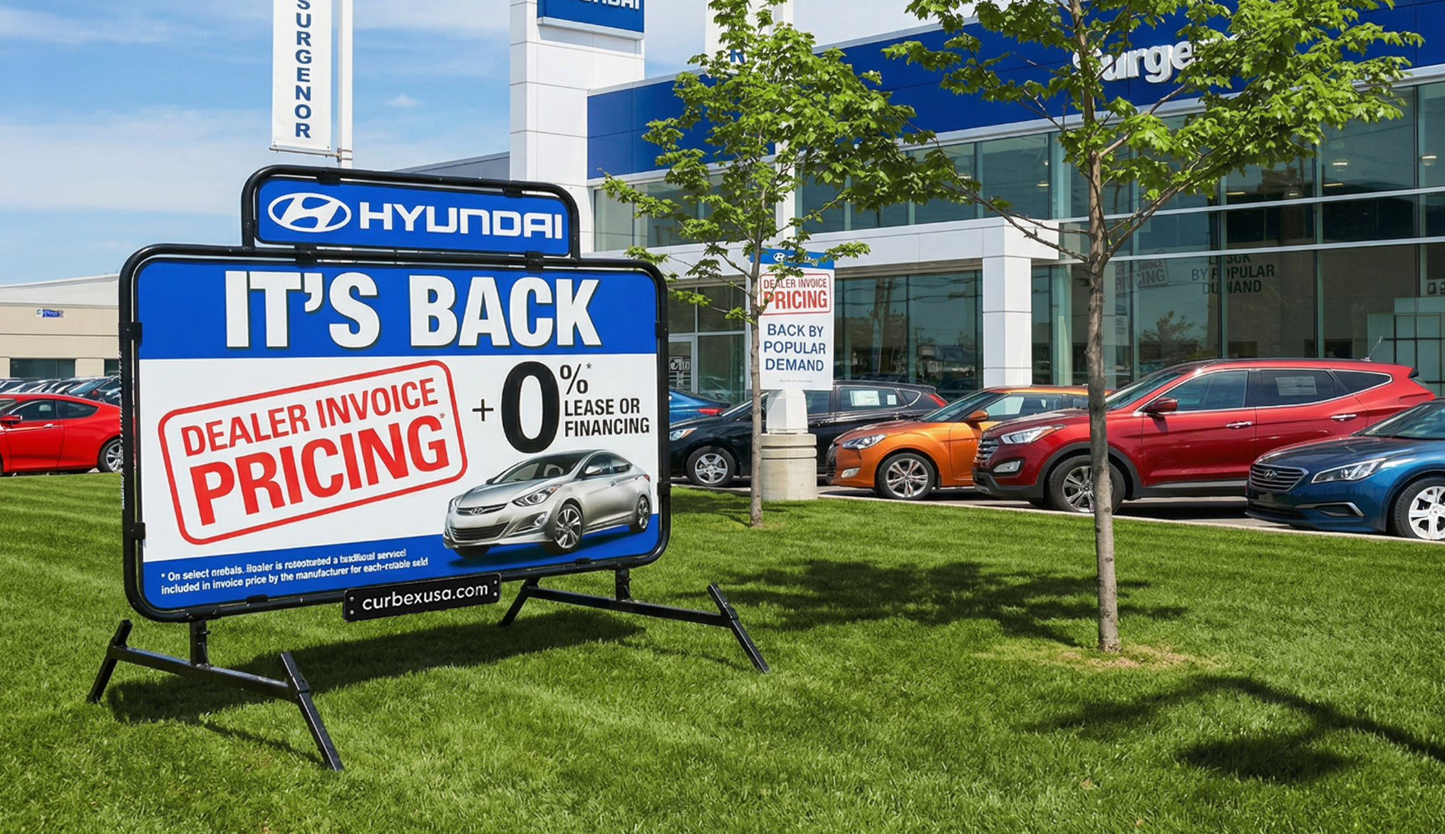 Curbex portable sign beside a Dallas road